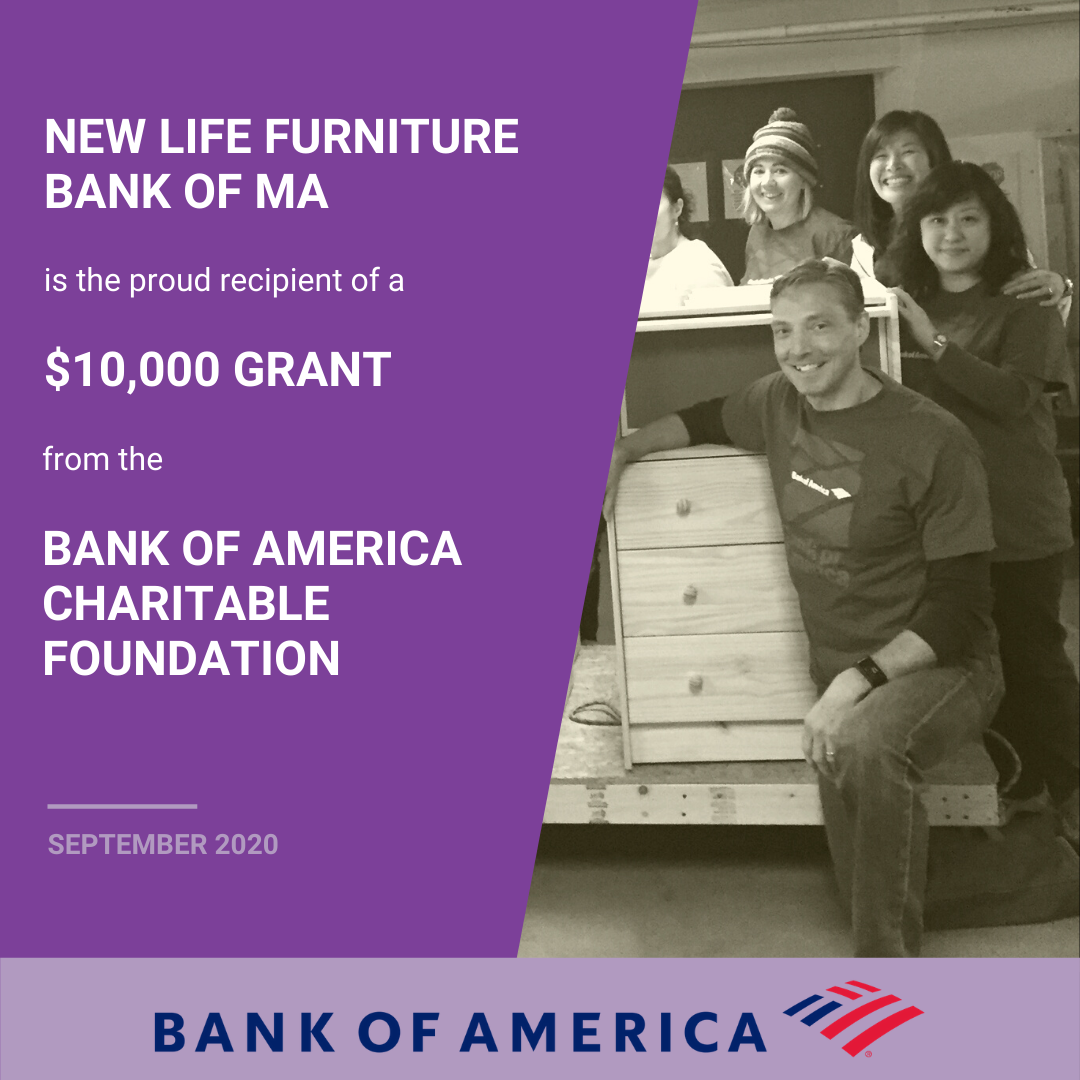 New Life Receives Bank of America Grant New Life Furniture Bank of MA