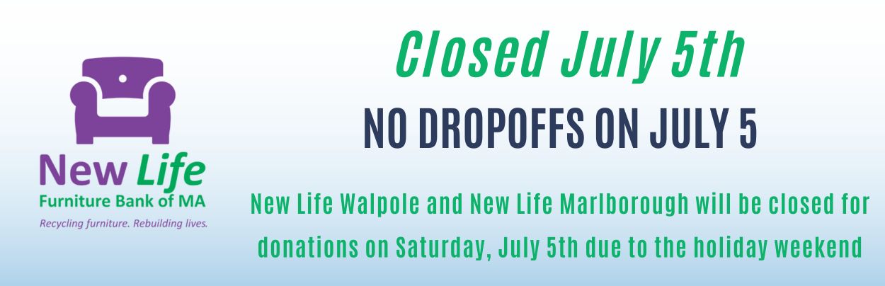 New Life will be closed for dropoffs on Saturday
