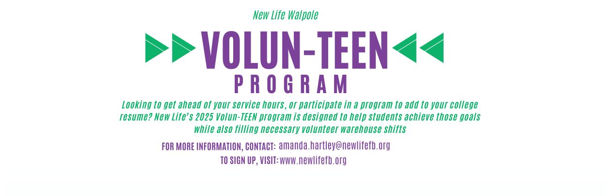 Teen Volunteer program banner announcing the summer program for teens.